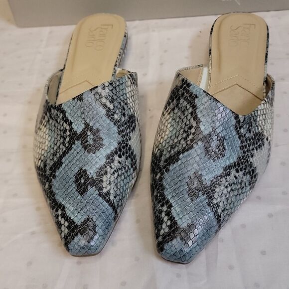 🔥Franco Sarto🔥 Bridget 2 Mules Multi Snake Blue Size 8 - Picture 5 of 10